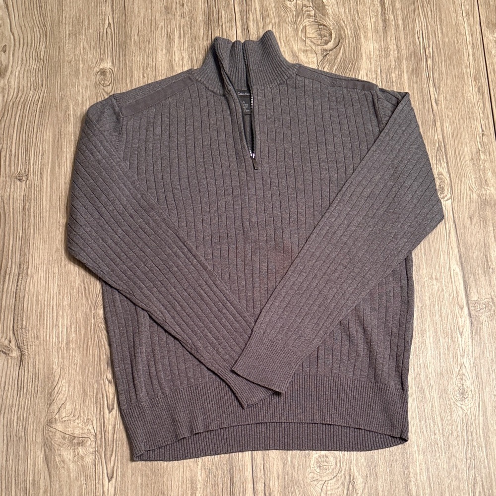 Men's Gray Quarter Zip Sweater